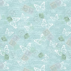 Light Blue - Tossed Postage and Butterflies